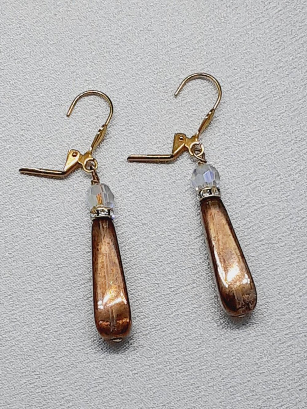 NEW Holly Yashi Brown Tear Drop Lever Back Earrings - Picture 8 of 11